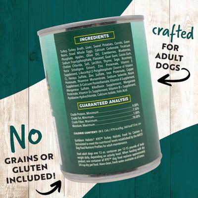 Show full view: Earthborn Holistic K95 Turkey Recipe Grain-Free Canned Dog Food, 13-oz, case of 12 slide 5 of 10