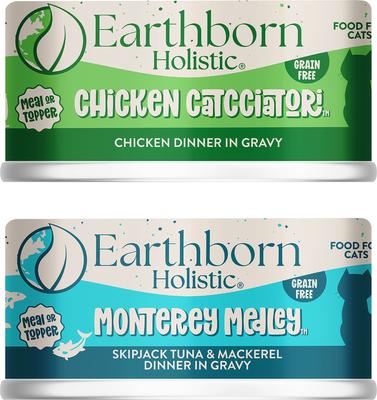Show full view: Earthborn Holistic Monterey Medley Grain-Free Natural Canned Cat & Kitten Food, 5.5-oz, case of 24 + Earthborn Holistic Chicken Catcciatori Grain-Free Natural Adult Canned Cat Food, 5.5-oz, case of 24 slide 1 of 10