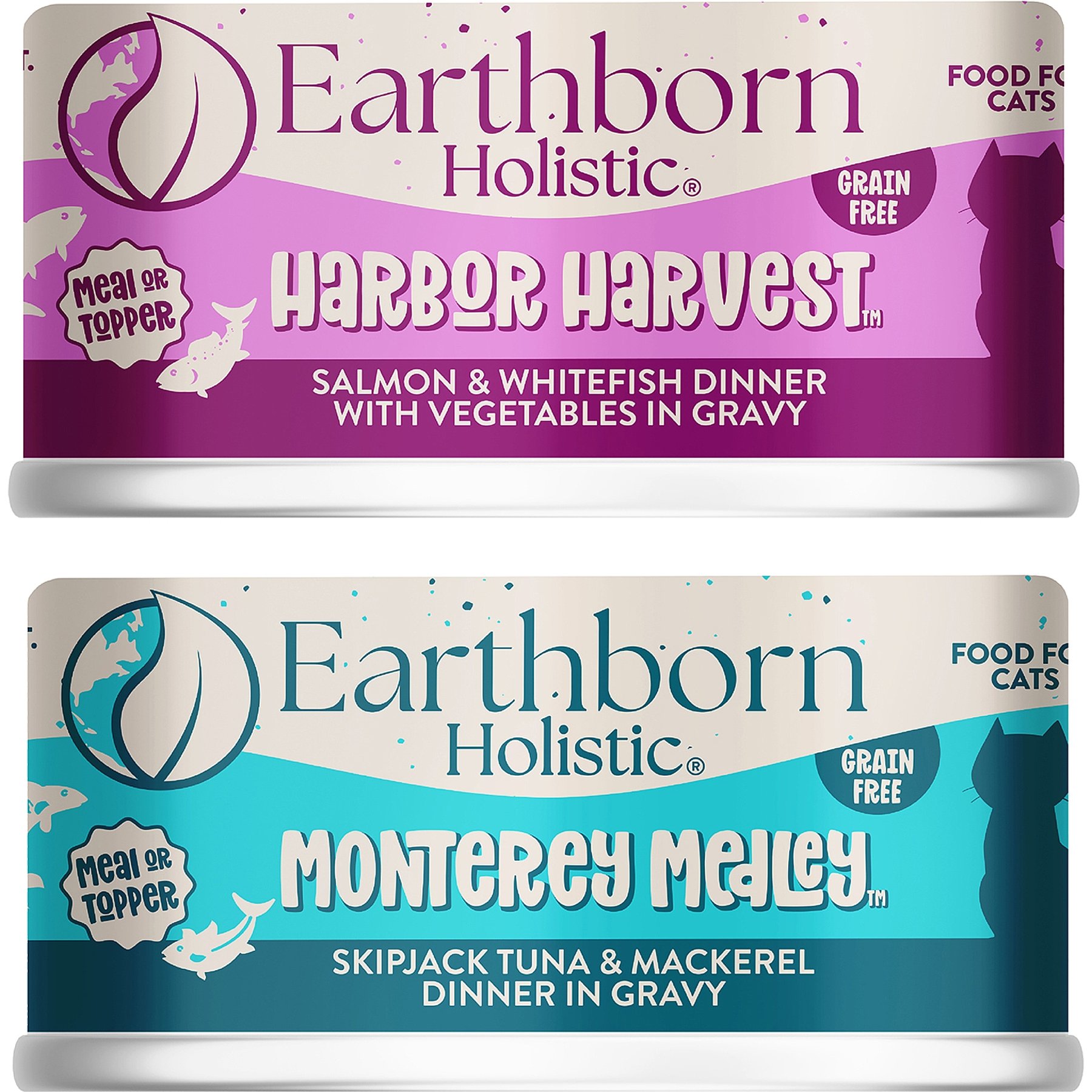 Earthborn Holistic Monterey Medley Grain-Free Natural Canned Cat & Kitten Food, 5.5-oz, case of 24 + Earthborn Holistic Harbor Harvest Grain-Free Natural Canned Cat & Kitten Food, 5.5-oz, case of 24