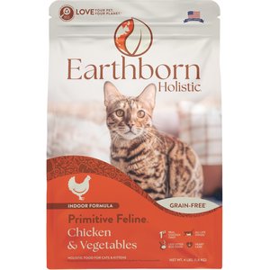 Earthborn Holistic Primitive Feline Chicken & Vegetables Grain-Free Dry Cat Food, 4-lb