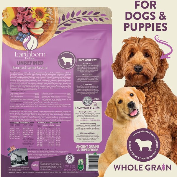 Earthborn Holistic Unrefined Roasted Lamb with Ancient Grains & Superfoods Dry Dog Food