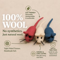 Earthtone Solutions Felted Wool Cat Mouse Toys, 3-pack, Blue & White & Pink slide 2 of 6