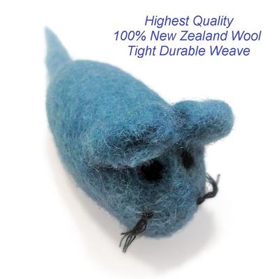 Show full view: Earthtone Solutions Felted Wool Cat Mouse Toys, 3-pack, Blue & White & Pink slide 2 of 6