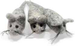 Earthtone Solutions Felted Wool Cat Mouse Toys, 3-pack, Grey