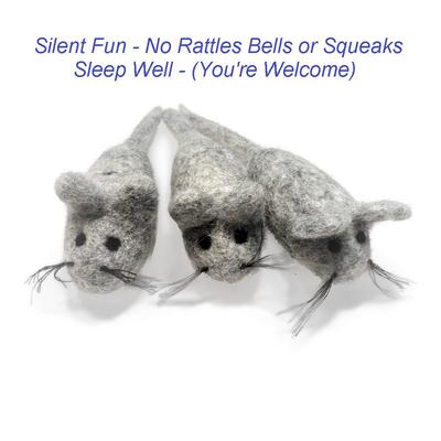 Show full view: Earthtone Solutions Felted Wool Cat Mouse Toys, 3-pack, Grey slide 4 of 6