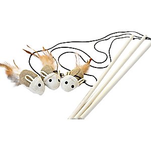 Earthtone Solutions Sisal Wand Mouse Teaser Cat Toy, 3 count