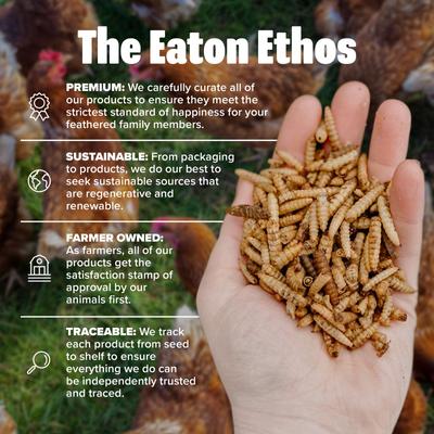 Show full view: Eaton Pet & Pasture Premium Grubs USA Grown Dried Black Soldier Fly Larvae Chicken Treats, 5-lb bag slide 5 of 7