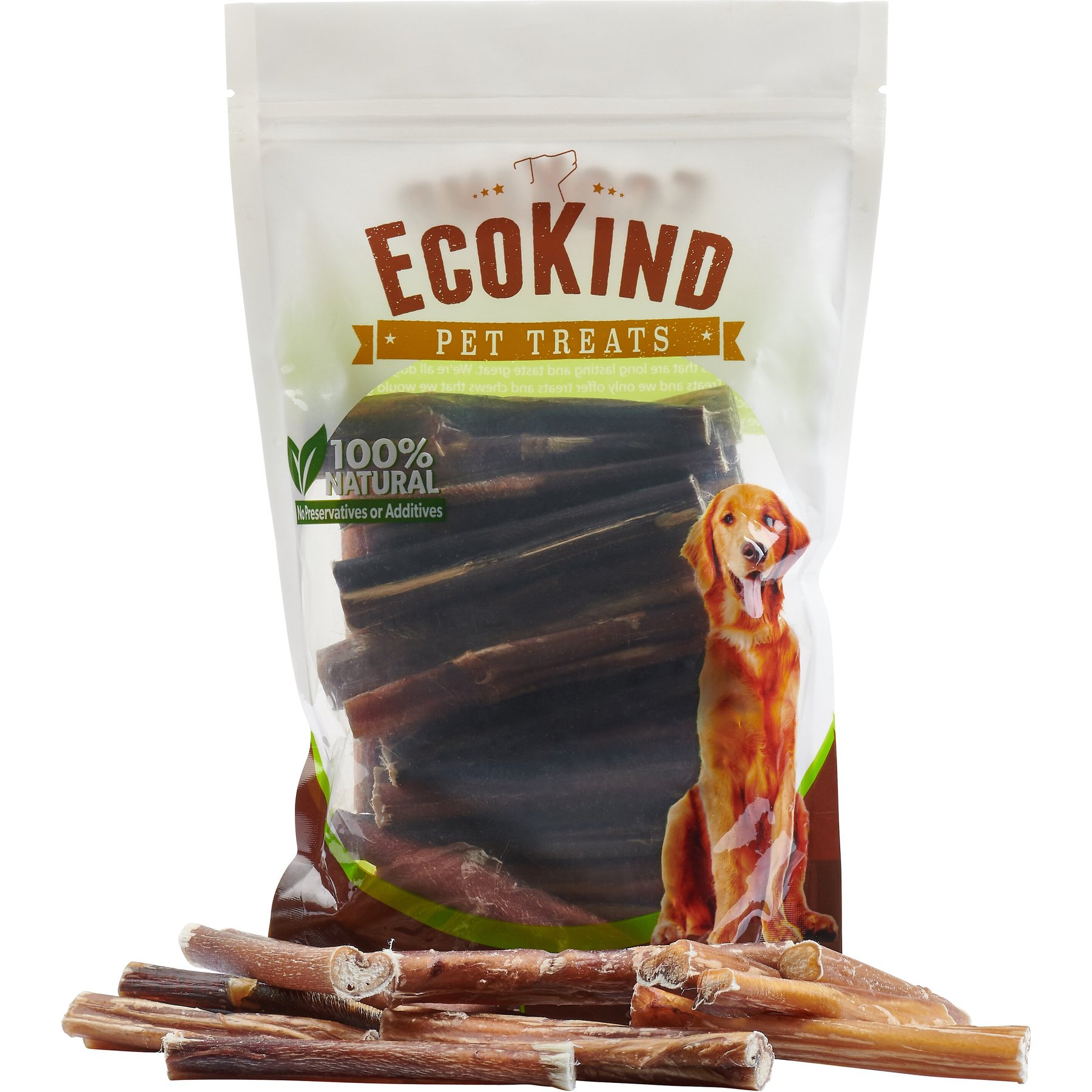 EcoKind Low Odor Natural Bully Sticks Dog Treats, 1-lb bag, 4 inches