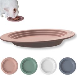 EcoLeo Anti Whisker Fatigue Shallow Non-Skid Silicone Tilted Dog & Cat Bowl Small, Blush