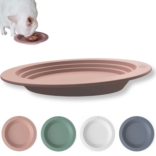 EcoLeo Anti Whisker Fatigue Shallow Non-Skid Silicone Tilted Dog & Cat Bowl Small