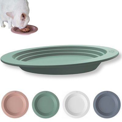 EcoLeo EcoLeo Anti Whisker Fatigue Shallow Non-Skid Silicone Tilted Dog & Cat Bowl Small, Sage