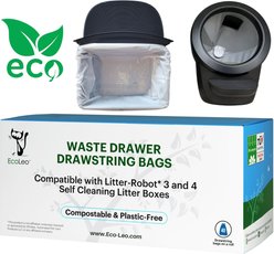 EcoLeo Automatic Litter-Robot Compatible & Compostable with Drawstrings Cat Litter Box Liners, 40 count