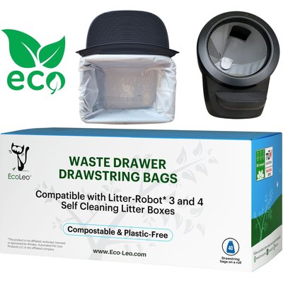 EcoLeo EcoLeo Automatic Litter-Robot Compatible with Drawstrings Cat Litter Box Liners, 40 count