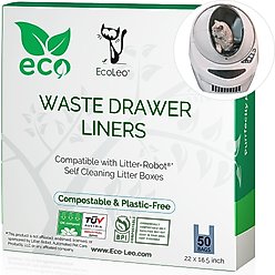 EcoLeo Automatic Litter-Robot Compatible & Compostable with Handles Cat Litter Box Replacement Liners, 50 count