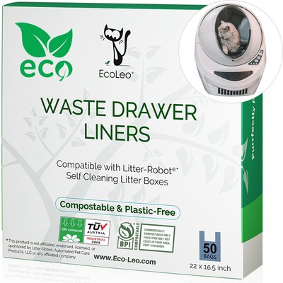 EcoLeo EcoLeo Automatic Litter-Robot Compatible with Handles Cat Litter Box Replacement Liners, 50 count