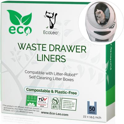 Show full view: EcoLeo Automatic Litter-Robot Compatible & Compostable with Handles Cat Litter Box Replacement Liners, 50 count slide 1 of 8
