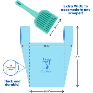 EcoLeo Eco-Friendly Cornstarch Blend Litter Scoop Cat Waste Bags, 120 count