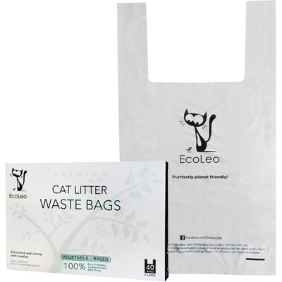 EcoLeo EcoLeo Eco-Friendly Cornstarch Blend Litter Scoop Cat Waste Bags, 40 count