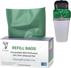EcoLeo PetFusion & Ubbi Compatible Pail Compostable Dog & Cat Refill Waste Disposal Bags, 15 count