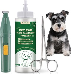 EcoStylife Ear Powder, Hemostat & Electric Trimmer Dog Ear Hair Removal Kit, Green, 1.05-oz bottle