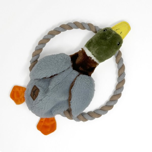 EDDIE BAUER 10-in Rope Toy with Duck Plush Dog Toy, Grey/Green - Chewy.com