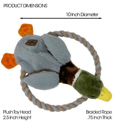 Show full view: Eddie Bauer 10-in Rope Toy with Duck Plush Dog Toy, Grey/Green slide 2 of 4