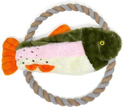 Eddie Bauer 10-in Rope Toy with Fish Plush Dog Toy, Green/White