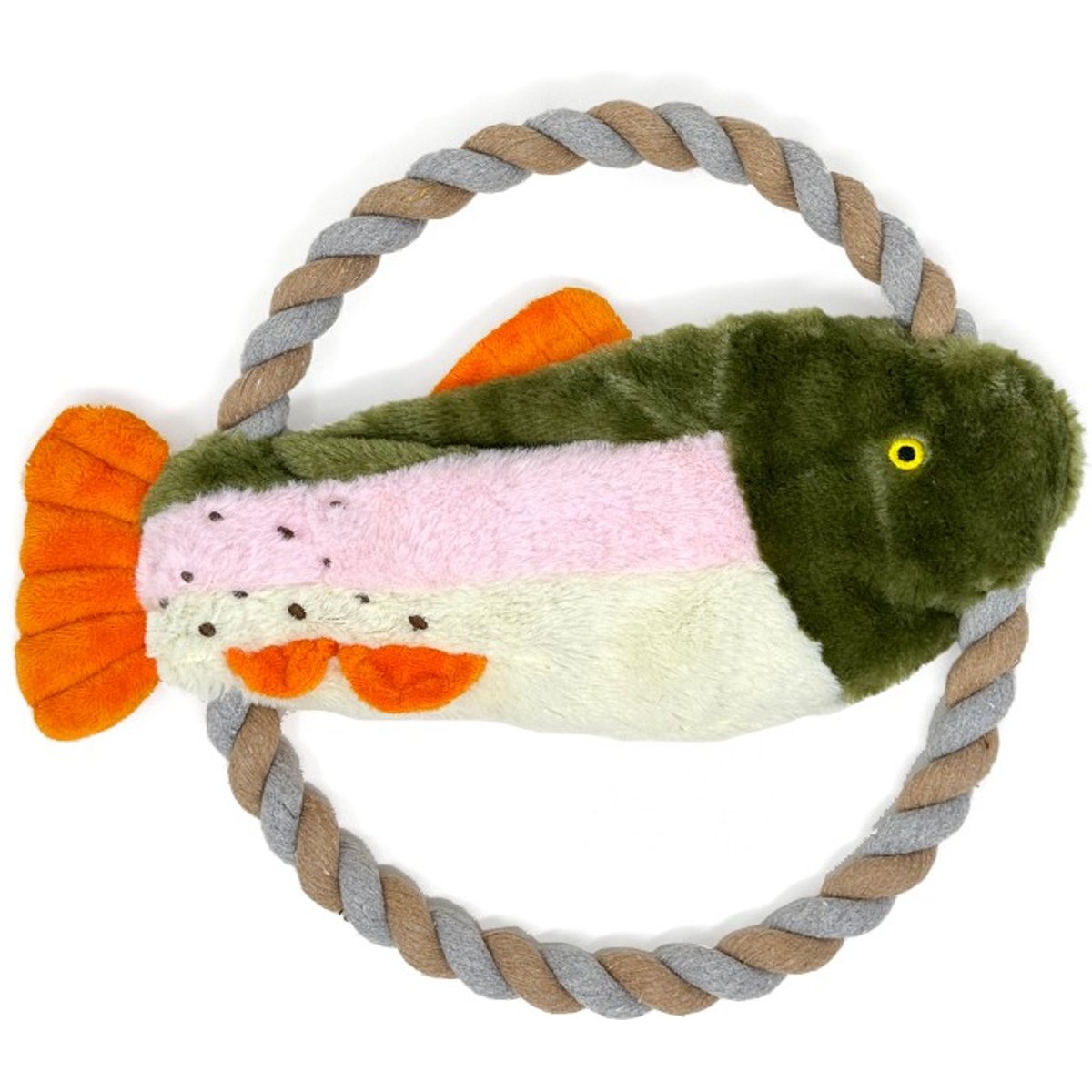 Eddie Bauer 10-in Rope Toy with Fish Plush Dog Toy, Green/White