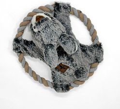 Eddie Bauer 10-in Rope Toy with Rabbit Plush Dog Toy, Grey