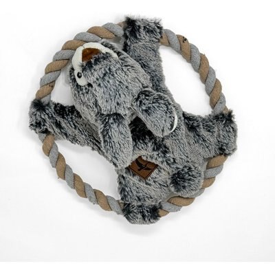 Eddie Bauer Eddie Bauer 10-in Rope Toy with Rabbit Plush Dog Toy, Grey
