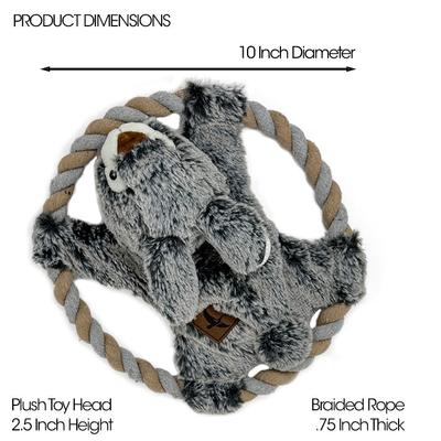 Show full view: Eddie Bauer 10-in Rope Toy with Rabbit Plush Dog Toy, Grey slide 3 of 4