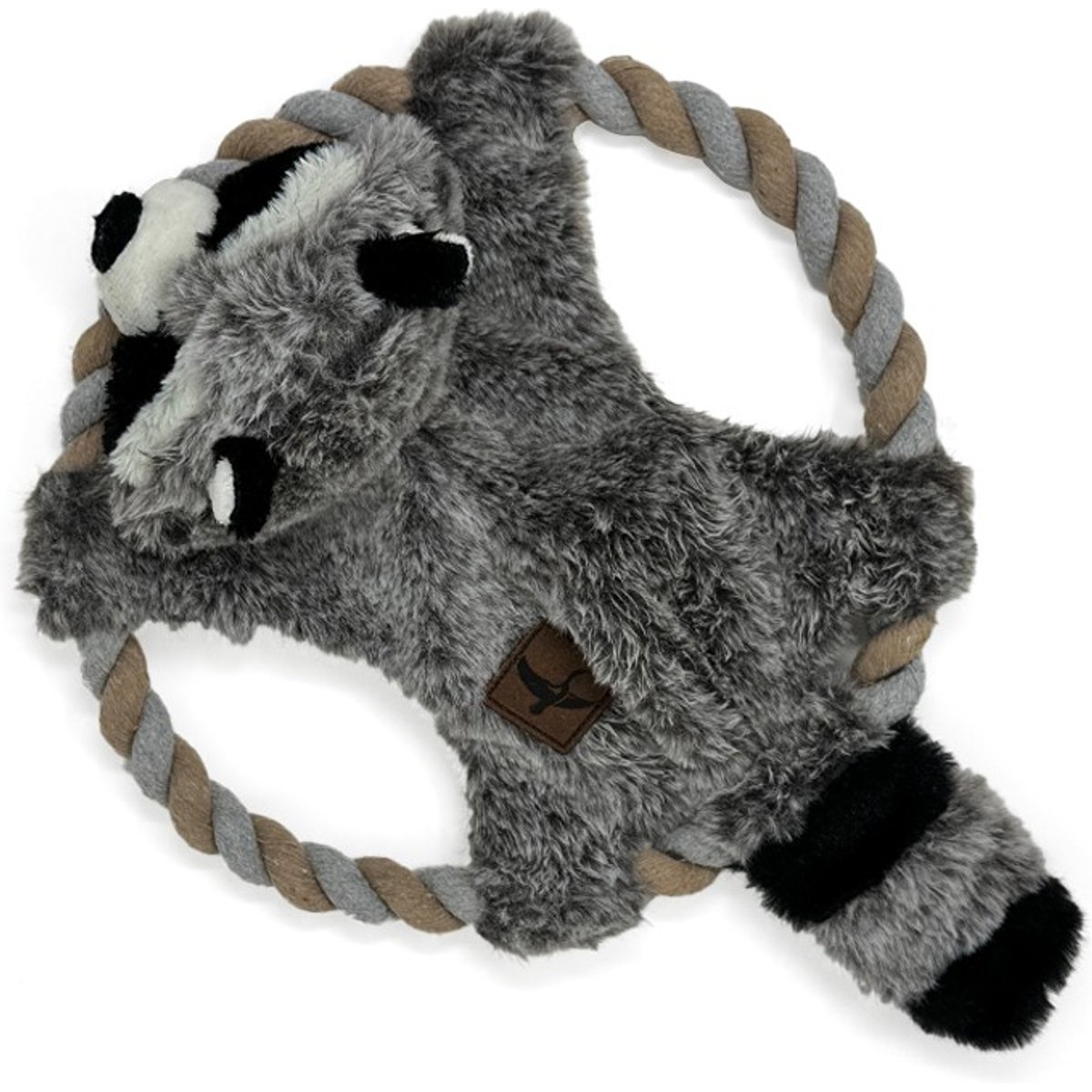 Eddie Bauer 10-in Rope Toy with Raccoon Plush Dog Toy, Grey/White