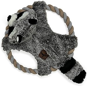 Eddie Bauer 10-in Rope Toy with Raccoon Plush Dog Toy, Grey/White