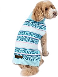 Eddie Bauer Camano Fair Isle Dog Sweater, Aqua & Pink, Medium