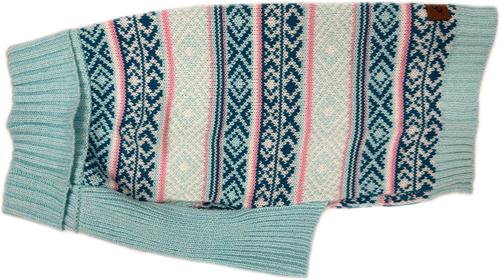 Show full view: Eddie Bauer Camano Fair Isle Dog Sweater, Aqua & Pink, Medium slide 5 of 7