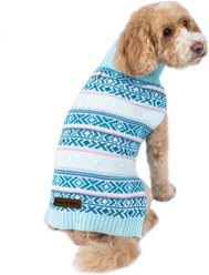 Eddie Bauer Camano Fair Isle Dog Sweater, Aqua & Pink, X-Large