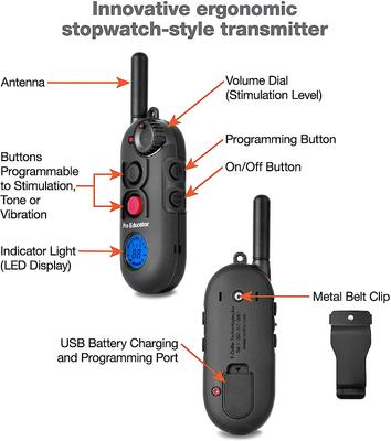 Show full view: Educator By E-Collar Technologies Educator 1/2 Mile Pro Advanced Waterproof Dog Training Collar, Black, 2 collars slide 4 of 8