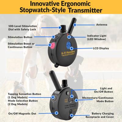 Show full view: Educator By E-Collar Technologies Educator K9 Handler 3/4 Mile Waterproof Dog Training Collar, 1 collar slide 4 of 9