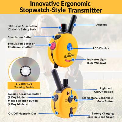Show full view: Educator By E-Collar Technologies Mini 1/2 Mile E-Collar Waterproof Dog Training Collar, 2 collars slide 4 of 8