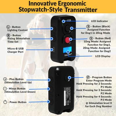 Show full view: Educator FE-560B with Finger Button Dog Remote Training System, Black slide 4 of 7