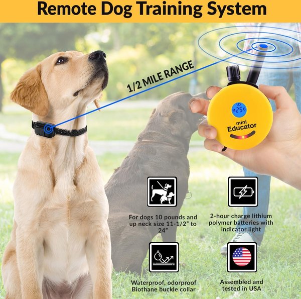 Mini Educator 1/2 Mile Waterproof Remote Training Dog Collar with Premium Finger Clicker Trainer, Small/Medium: 5 to 22.5-in neck, 3/4-in wide