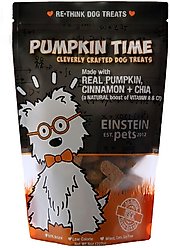 Einstein Pets Wheat-Free Pumpkin Time Real Pumpkin, Cinnamon & Chia Natural Oven Baked Dog Treats, 8-oz bag