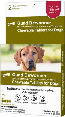 Show full view: Elanco Quad Dewormer for Hookworms, Roundworms, Tapeworms & Whipworms for Large Breed Dogs, 2 count slide 4 of 10