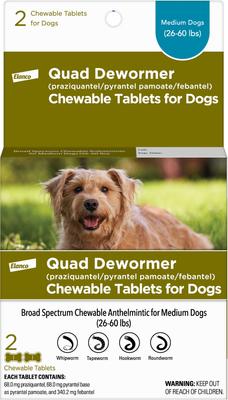 Show full view: Elanco Quad Dewormer for Hookworms, Roundworms, Tapeworms & Whipworms for Medium Breed Dogs, 2 count slide 1 of 11