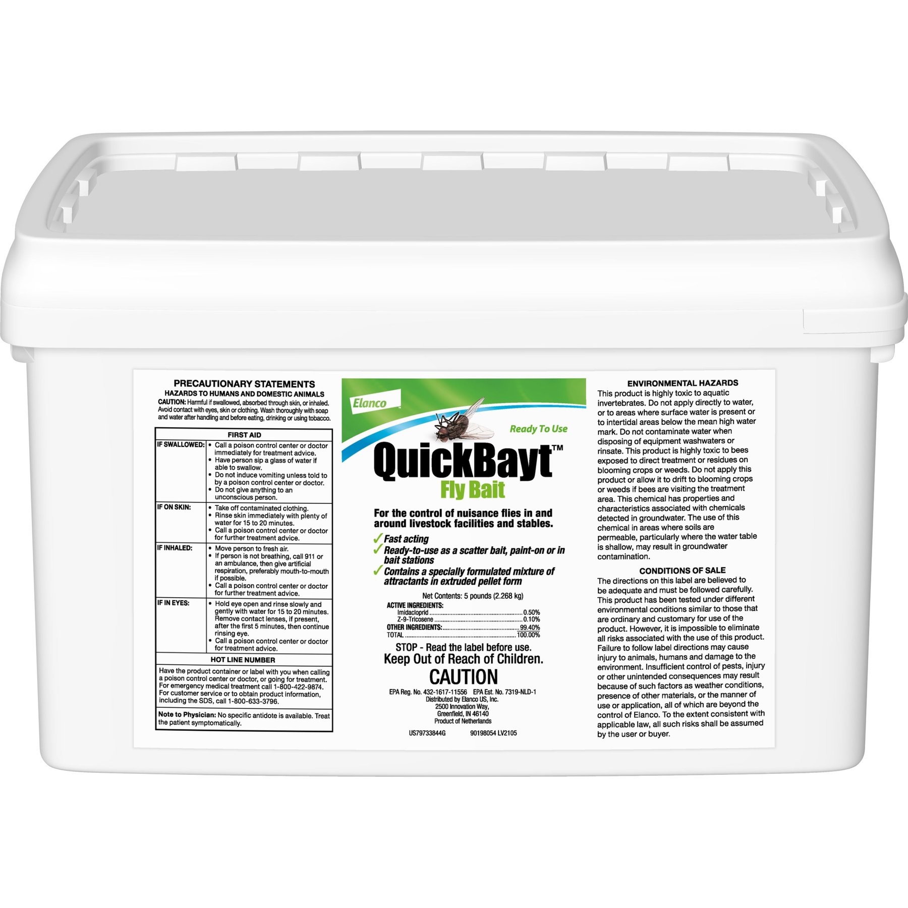 Elanco QuickBayt Farm Animal Fly Bait, 5-lb bottle