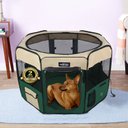 EliteField 2-Door Soft-Sided Dog & Cat Playpen, Beige & Green, 30-in