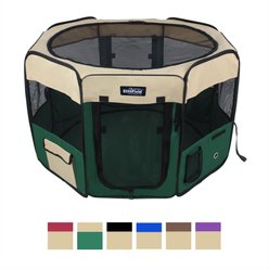 EliteField 2-Door Soft-Sided Dog & Cat Playpen, Beige & Green, 36-in slide 2 of 4