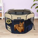 EliteField 2-Door Soft-Sided Dog & Cat Playpen, Beige & Navy Blue, 30 x 30 x 20-in
