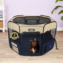EliteField 2-Door Soft-Sided Dog & Cat Playpen, Beige & Navy Blue, 48 x 48 x 32-in