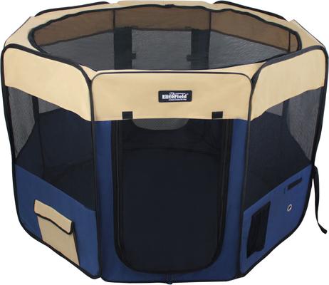 Show full view: EliteField 2-Door Soft-Sided Dog & Cat Playpen, Beige & Navy Blue, 48 x 48 x 32-in slide 2 of 6